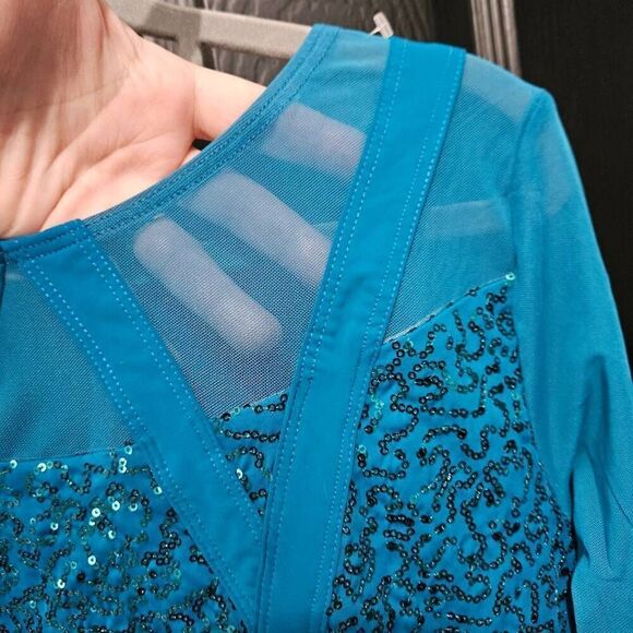 Weissman NWOT adult XL costume leotard jazz solo lyrical mesh sleeves - Picture 6 of 9